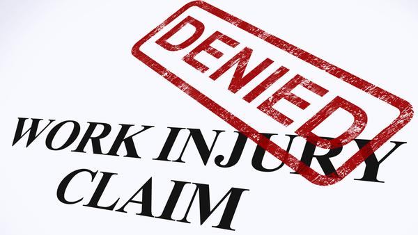 work injury claim stamped with Denied