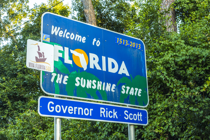 welcome to florida road sign